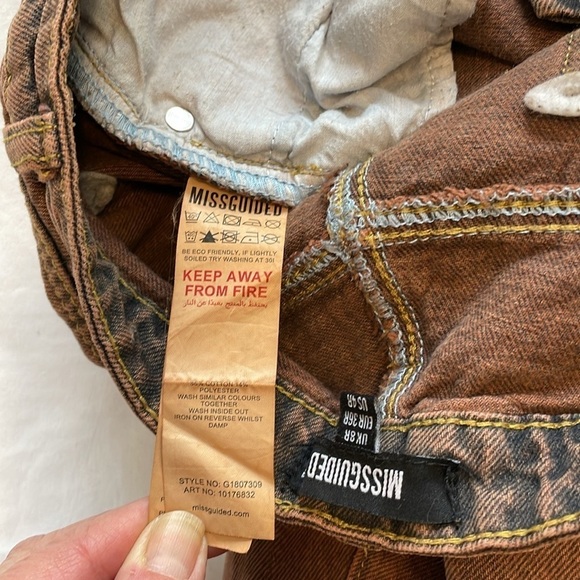 MISSGUIDED Women’s 4R Rust Wash Wrath Split Hem Jeans Straight Street Indie Goth - Picture 12 of 12